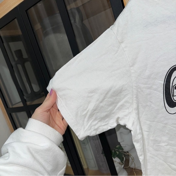 H&M good vibes tee graphic t-shirt crewneck short sleeve mirrorball smiley face - Picture 9 of 10